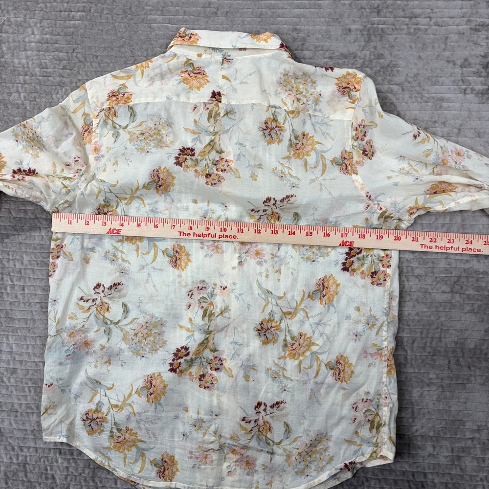 Lauren Ralph Lauren Floral Pintuck Cotton Button Down Shirt Cream Cottagecore M - Picture 6 of 7